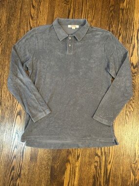 Vintage Birdwell Terry Cloth Long Sleeve Polo Shirt Made in USA